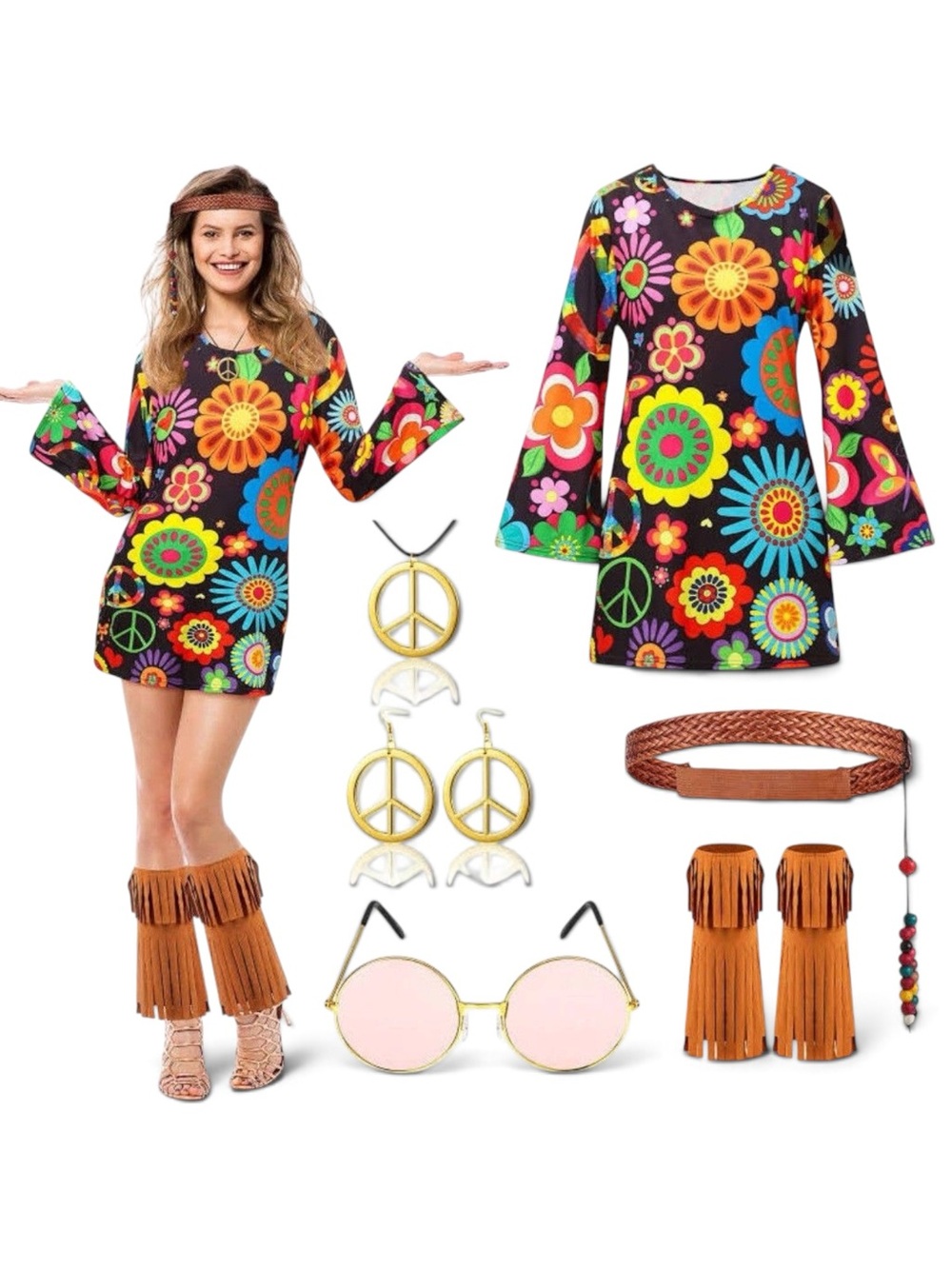 1970’s Retro Hippie Halloween Costume Size Medium